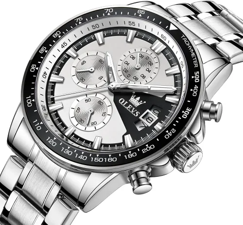 Vista 2 de OLEVS Watch for Men, Fashion Business Dress Mens Watches, Luminous Date Stainless Steel Waterproof Analog Two Tone Casual Quartz Wristwatch