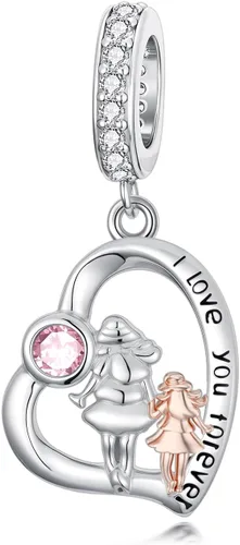 Vista 36 de PROESS Dije para padre, madre e hija, pulsera de plata de ley para pulseras, regalos de cumpleaños, día de San Valentín, para hija, madre, amante