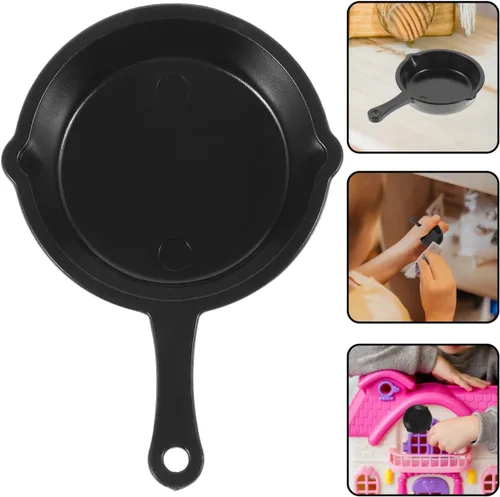 Vista 4 de Sewroro Sartenes en miniatura para casa de muñecas, cocina, sartén pequeña, sartén en miniatura, simulación, modelos, mini casa, accesorios