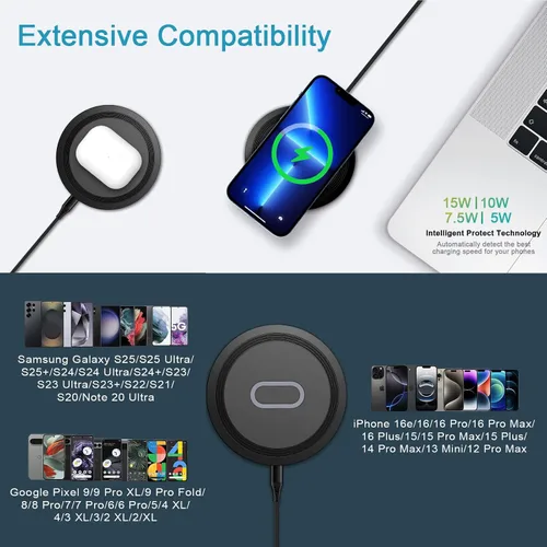 Vista 7 de Pixel 10 Cargador inalámbrico almohadilla de carga rápida para Google Pixel 10 Pro XL, 10 Pro Fold, 9a, 9 Pro XL, 8,8 Pro, 7,7 Pro, 6 Pro, 5,4XL