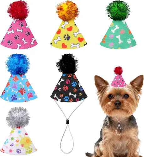 Vista 11 de 6 sombreros de fieltro para fiesta de cumpleaños para perros pequeños, cachorros, gatos