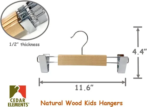 Vista 5 de Perchas para niños (madera natural, perchas para pantalones para niños NB-10)