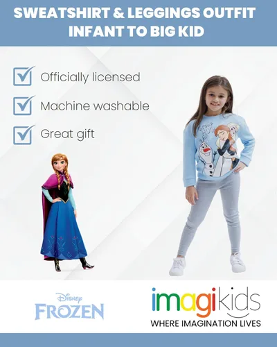 Vista 3 de Disney Frozen Princess Anna Elsa Baby Girls Sweatshirt and Leggings Outfit Set Infant to Big Kid