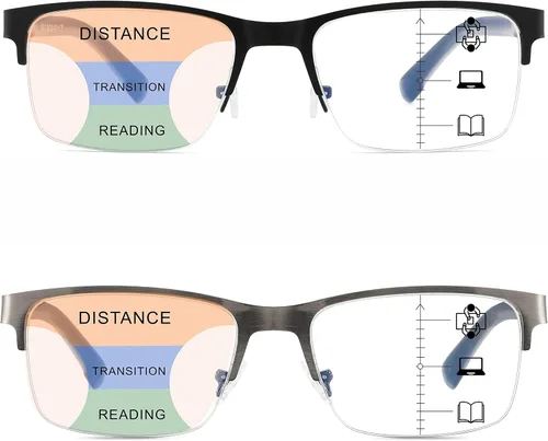 Vista 7 de Gafas de Lectura Multifocales para Hombres, Bifocales, Progresivas, Multifocales, sin Línea, de Lectura de Computadora, Bloqueo de Luz Azul, Armazón