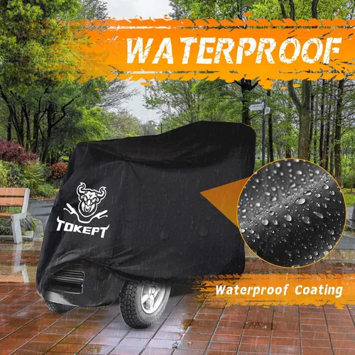 Vista 4 de Funda para scooter de movilidad, tela Oxford 420D resistente, funda protectora impermeable para todo tipo de clima, con hebilla resistente al viento