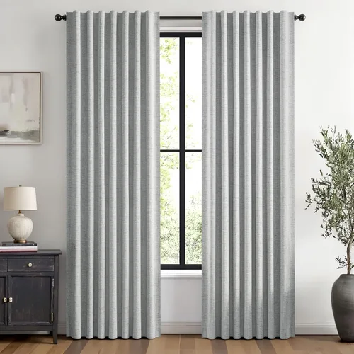 Vista 75 de MIULEE Cortinas de lino 100% opacas para dormitorio, marfil sólido, decoración de lujo, aislamiento térmico, cortinas oscurecedoras para sala