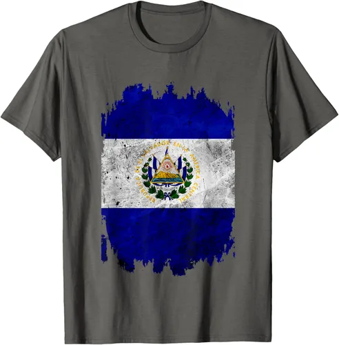 Vista 39 de Camiseta con bandera de El Salvador de El Salvador con diseño de bandera de El Salvador, Negro, S