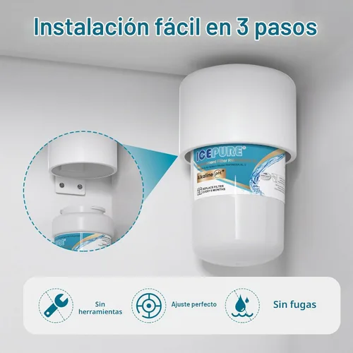 Vista 8 de ICEPURE Alkaline RWF0600A-AL Filtro de agua para refrigerador, reemplazo para GE MWF, MWFA, MWFINT, MWFP, GWF, 46-9991, Kenmore® 9991, WFC1201