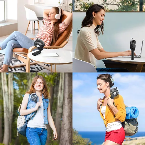 Vista 5 de COMLIFE Ventilador de nebulización portátil de mano, funciona con batería recargable de 3000 mAh, plegable de 180°, mini ventilador personal