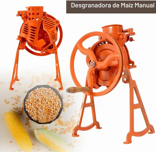 Vista 2 de Desgranadora manual de maíz resistente con soporte y volante, construcción de acero, herramientas de eliminación de maíz para trituradora de maíz