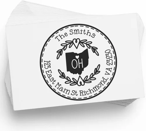 Vista 98 de Alabama State Wreath - Sello de sello de dirección personalizado para invitaciones de fiesta, tarjetas de vacaciones y decoración del hogar Sello