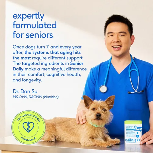 Vista 5 de Native Pet Vitaminas y suplementos diarios para perros mayores – Polvo multivitamínico 12 en 1 para perros mayores – Apoya la movilidad