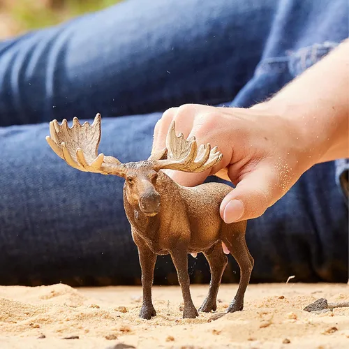 Vista 2 de Schleich Wild Life, figura de animal, juguetes de animales para niños y niñas de 3 a 8 años, toro alce, a partir de 3 años