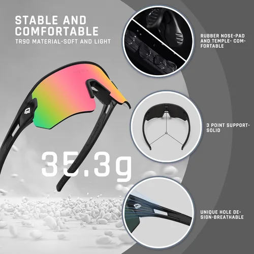 Vista 4 de TOREGE Z87 - Gafas de sol para hombres y mujeres, ciclismo, pesca, correr, conducir, béisbol, antiniebla, gafas de sol deportivas, protección UV
