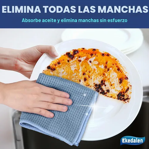 Vista 6 de Ekedalen Paño de limpieza de microfibra tejido de gofre para quitar el polvo, toalla absorbente de secado rápido, trapos de polvo para la cocina
