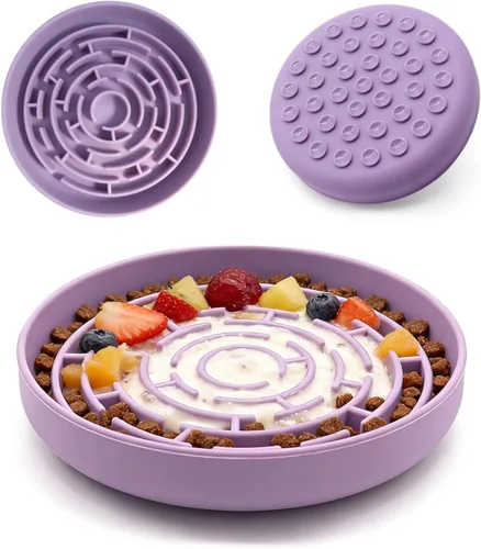 Vista 14 de Cuenco grande de alimentación lenta para perros, bandeja de alimentación de rompecabezas de silicona premium para perros y gatos, cuenco de Cian