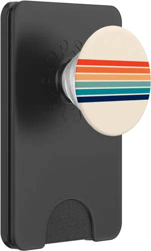 Vista 8 de Diseño abstracto de rayas retro de los años 70, diseño vintage con texto "Love PopSockets", agarre y soporte para teléfonos y tabletas, Negro