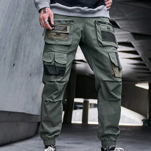 Vista 5 de XYXIONGMAO - Overoles sueltos con múltiples bolsillos, pantalones funcionales casuales, joggers de carga, ropa técnica, pantalones de harén, hiphop