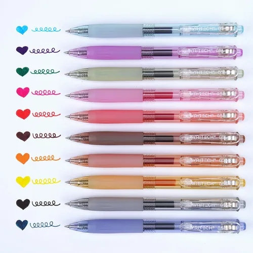 Vista 2 de WRITECH Bolígrafos de gel retráctiles de tinta de secado rápido 0.5mm punta redonda multicolor para escribir en diarios, dibujar, garabatear y tomar