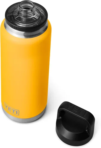 Vista 3 de YETI Rambler - Botella de 36 onzas, aislada al vacío, a prueba de fugas, de acero inoxidable con tapón para sorbos Alpine Amarillo