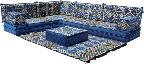 Vista 32 de arabicsofa Juego de sofás árabes tradicionales en forma de L - Sofás seccionales marroquíes - Asientos Majlis orientales para sala de estar