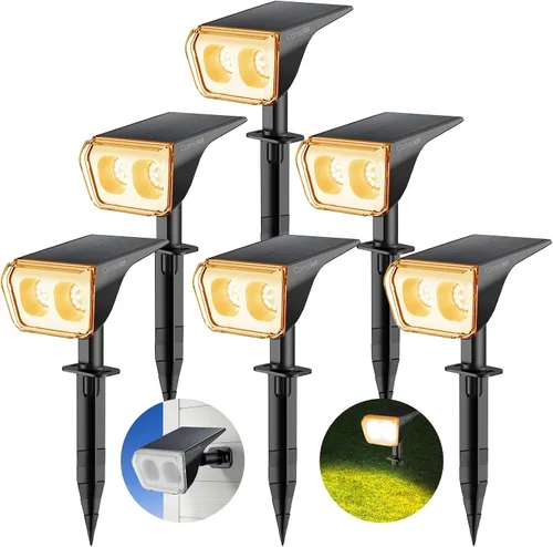 Vista 14 de Consciot Focos solares impermeables para exteriores, 24 LED del anochecer al amanecer, luces de pared ajustables 2 en 1, focos solares de paisaje