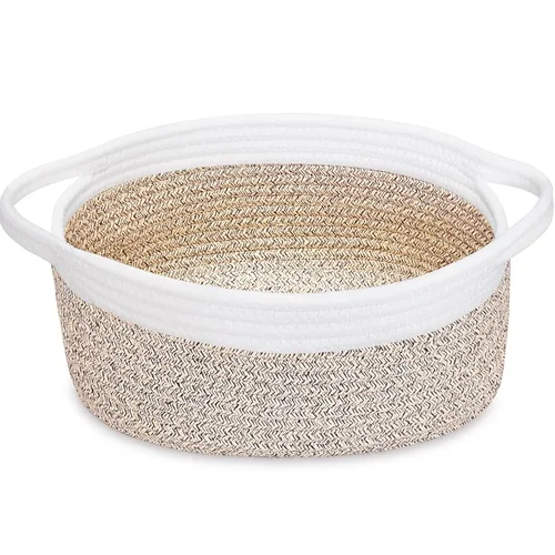 Vista 20 de ABenkle Cesta Pequeña con Asas - Contenedor de Almacenamiento Tejido de Cuerda Decorativo Duradero Cubo Organizador de Estante, Cesta de Regalo