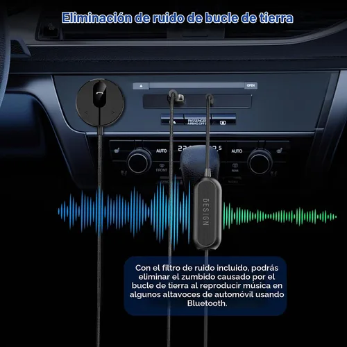 Vista 4 de BESIGN BK01 Kit Bluetooth para coche, receptor auxiliar inalámbrico para llamadas manos libres y transmisión de música con filtro de ruido de bucle