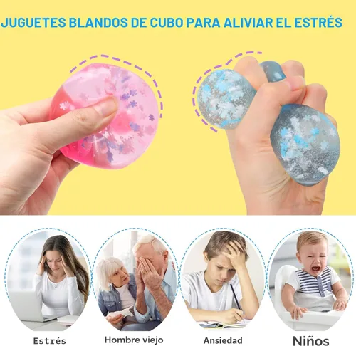 Vista 8 de Gretex Cubo de hielo Fidget Toy para todas las edades: paquete de 3 cubos suaves sensoriales Fidget cubo de hielo bola de estrés Squishy Cube