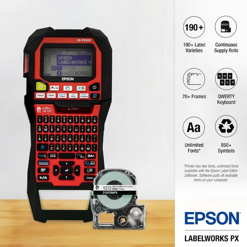 Vista 2 de LABELWORKS Paquete de etiquetado personalizado Car Guy - LW-PX900PCD Kit de etiquetado industrial, cartucho de cinta 211STBWPX - Cinta industrial