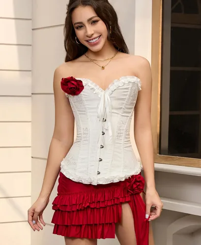 Vista 98 de SZIVYSHI Corsé para mujer, lencería moldeadora, body con cintura de encaje