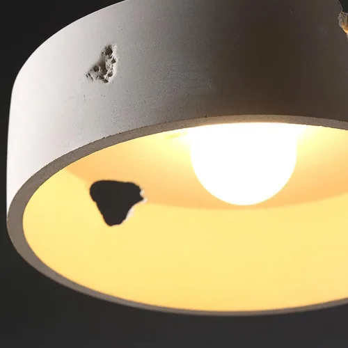 Vista 4 de Lámpara colgante industrial vintage, cilindro de piedra, iluminación de isla de cocina con cable ajustable de madera, cemento, mini accesorio