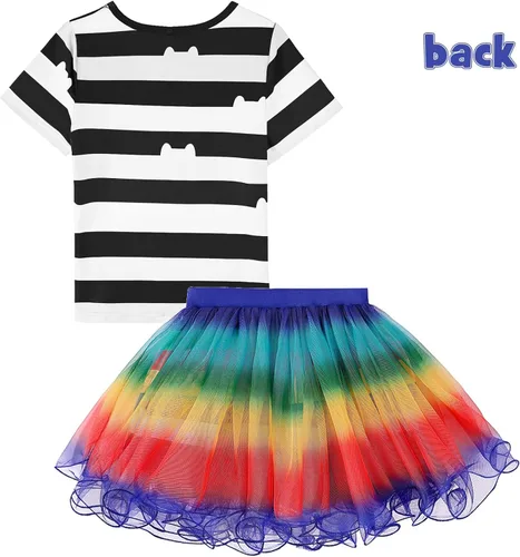 Vista 3 de CCJRLM Falda tutú arcoíris para niñas, conjunto de disfraz de cumpleaños con diadema y bolsa, trajes de Navidad, 3-8 años