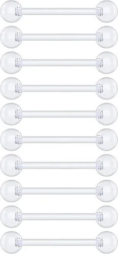 Vista 17 de Anillos de plástico para pezón – Anillos de lengua transparentes – Piercing hipoalergénico recto Bioflex