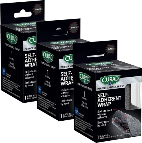 Vista 9 de CURAD Performance Series - Envoltura atlética autoadherente, color negro, 3 pulgadas x 5 yardas, soporte de compresión para lesiones deportivas