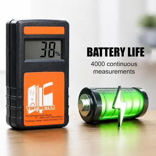 Vista 5 de Medidor de tinte, medidor de tinte de ventana de 2 piezas, 0.0% a 100% VLT con ± 2% de precisión rastreable, calibración automática, batería