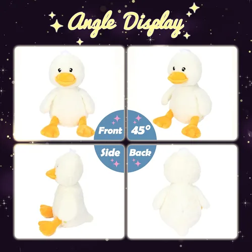 Vista 4 de Hopearl Pato de peluche LED que se ilumina, patito relleno de animal de granja flexible, luces nocturnas que brillan en la oscuridad, regalos
