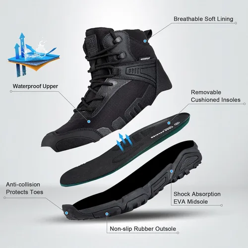 Vista 4 de FREE SOLDIER Men's Waterproof Hiking Boots Lightweight Work Boots Military Tactical Boots Durable Combat Boots