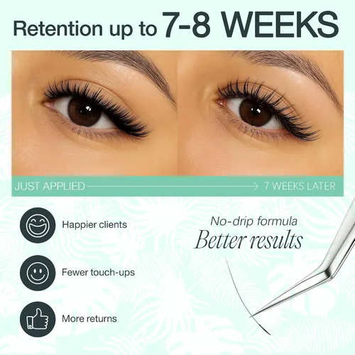 Vista 5 de LASHVIEW - Pegamento para extensiones de pestañas, 0.3 seg de secado rápido, permanencia de 6-8 semanas, adhesivo negro profesional, pegamento