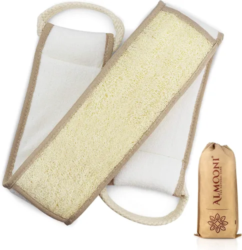Vista 9 de ALMOONI Depurador de espalda para hombre para ducha, esponja de lufa, negro