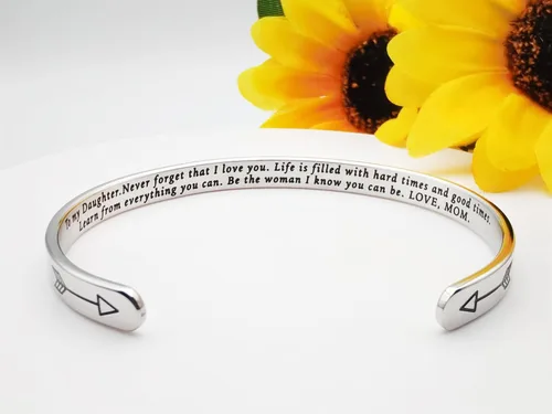 Vista 165 de Pulseras inspiradoras para mujer, joyería de acero inoxidable, con refranes, pulsera motivacional con mensaje oculto, pulseras grabadas para mejor
