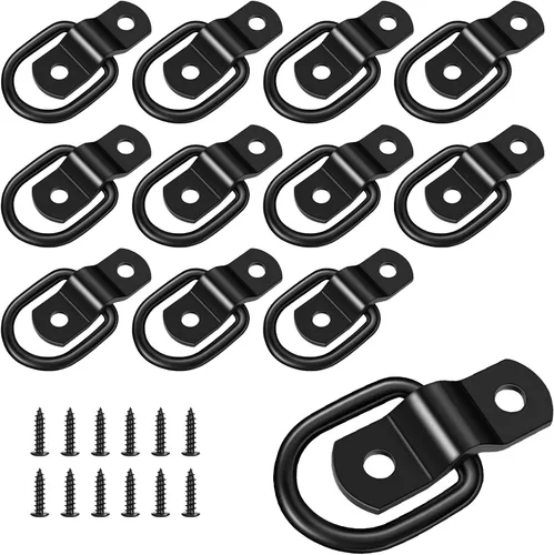Vista 10 de garini Anclajes de amarre de anillos en D plateados, paquete de 6 anillos en D de 1/4" resistentes para remolques de embarcaciones, control de carga