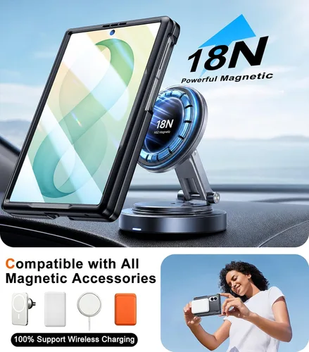 Vista 5 de SPIDERCASE Funda magnética para Samsung Galaxy Z Fold 8, [soporte estable incorporado] [protección resistente de bisagra] protección contra caídas