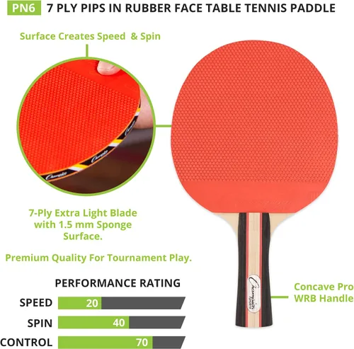 Vista 5 de Champion Sports PN6 Pala de Tenis de Mesa, Negro, 5-1/2 x 10 x 1/2