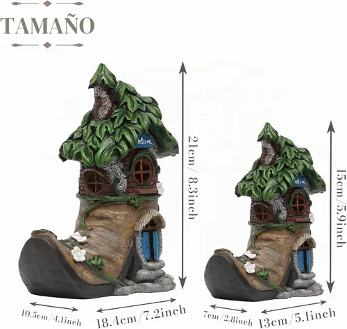 Vista 4 de TERESA'S COLLECTIONS Boot Fairy House - Estatua de jardín de resina con luz