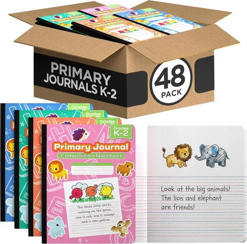Vista 10 de E-CLIPS USA Cuaderno de composición primaria K-2, libro de composición a rayas primarias, diario de escritura primaria para grados K-2, cuadernos