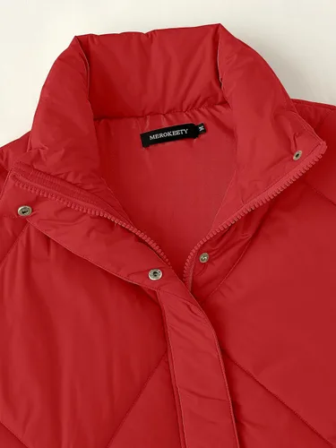 Vista 6 de MEROKEETY Chaleco acolchado de invierno para mujer 2024 con cuello alto, con cremallera, con bolsillos