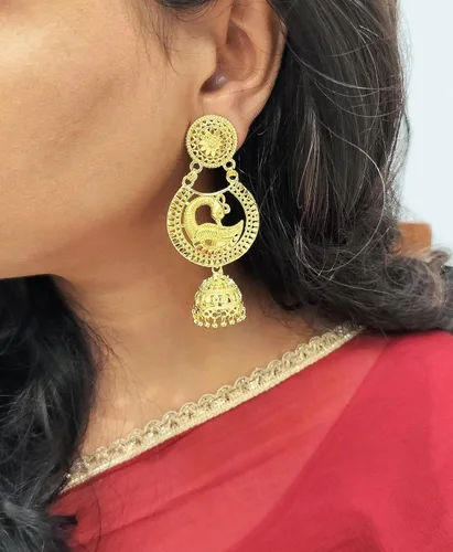 Vista 3 de Efulgenz Indian Bollywood Gold Tone Tassel Dangle Chandbali Wedding Bridal Earring Set Jewelry