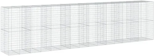 Vista 67 de vidaXL Cesta de gavión con tapa, 39.4 x 19.7 x 39.4 pulgadas, hierro galvanizado rectangular, resistente a la intemperie, montaje sin herramientas