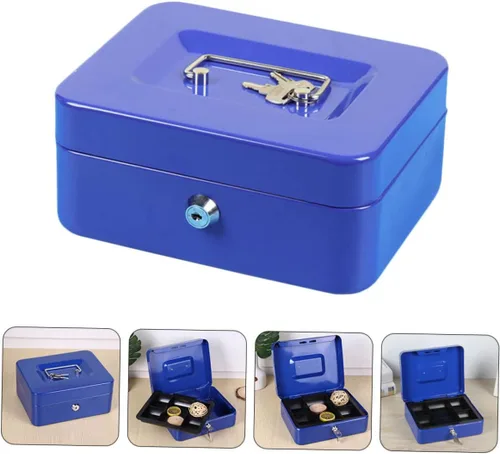 Vista 2 de STOBOK Caja de almacenamiento ignífuga con cerradura Credencial Organizador de archivos portátil para documentos seguros